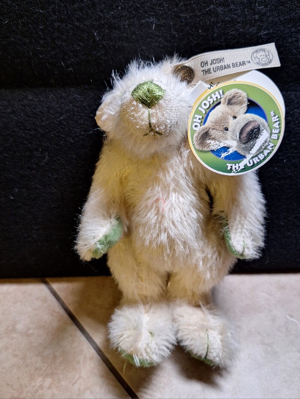Oh Josh! The Urban Bear 7" Mohair Green Footed Jointed Companion Cream Green